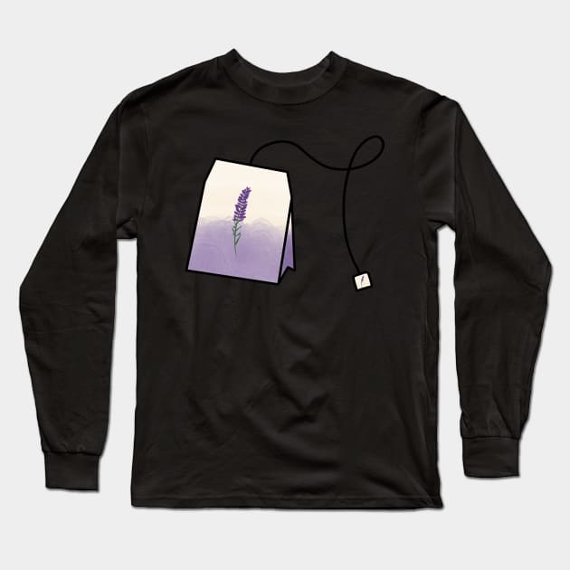 Lavender Tea Bag Long Sleeve T-Shirt by quirkyandkind